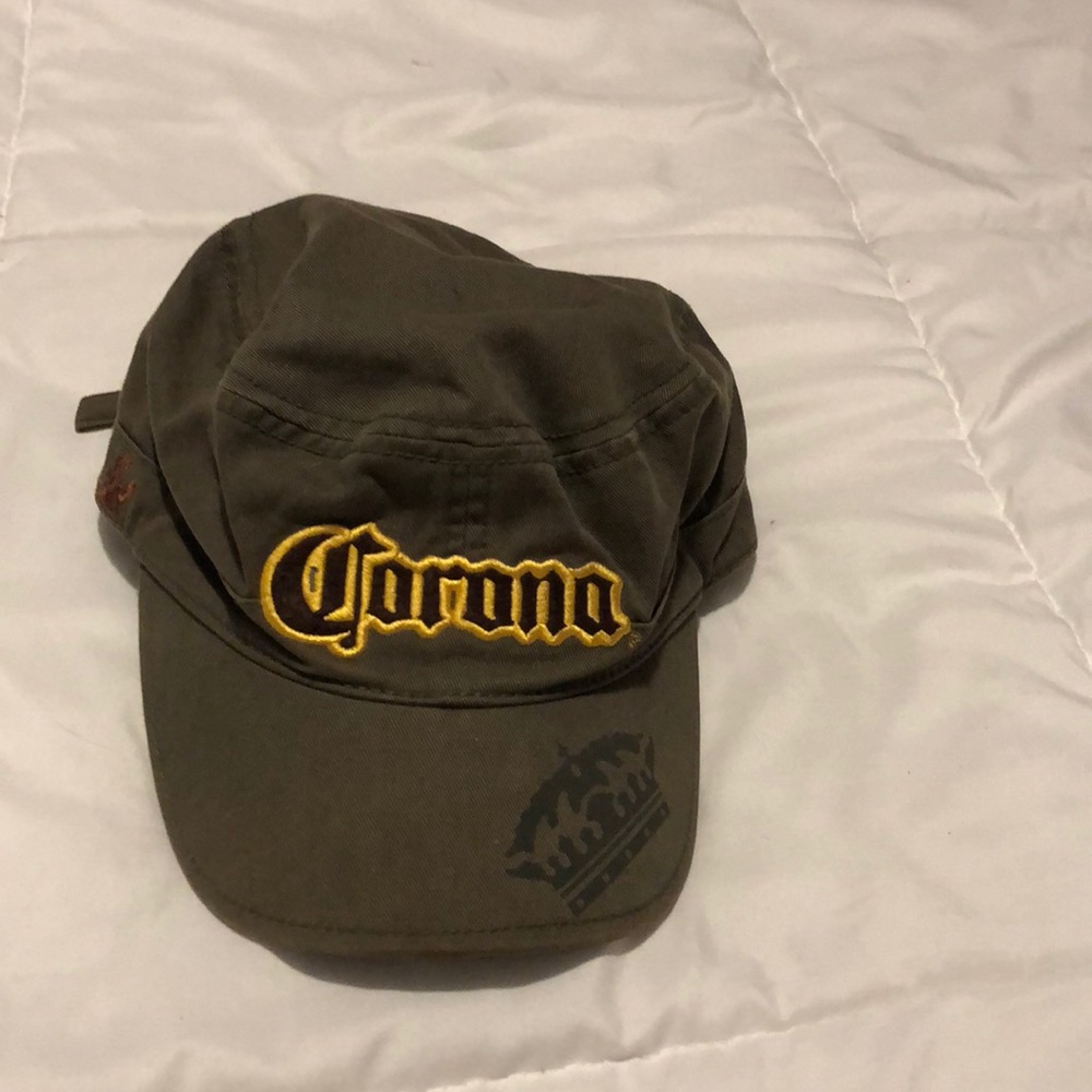 Green Corona hat.
